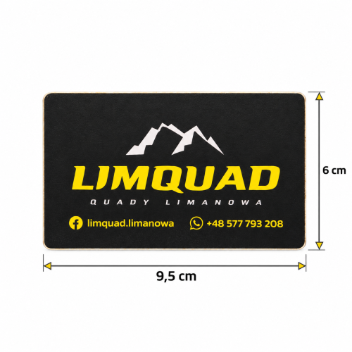 Wlepa LIMQUAD, wymiary 9,5 cm szerokości i 6 cm wysokości