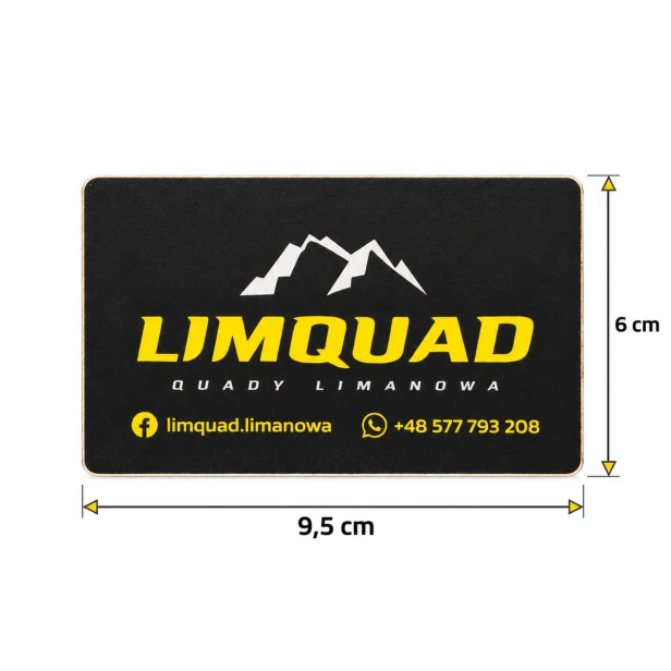 Wlepa LIMQUAD, wymiary 9,5 cm szerokości i 6 cm wysokości